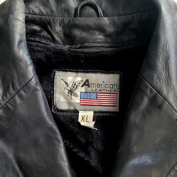 Black Leather Coat with Fuzzy Liner - Picture 2 of 7